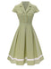 Green 1940s Lace Plaid Cotton Patchwork Dress