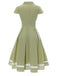 Green 1940s Lace Plaid Cotton Patchwork Dress