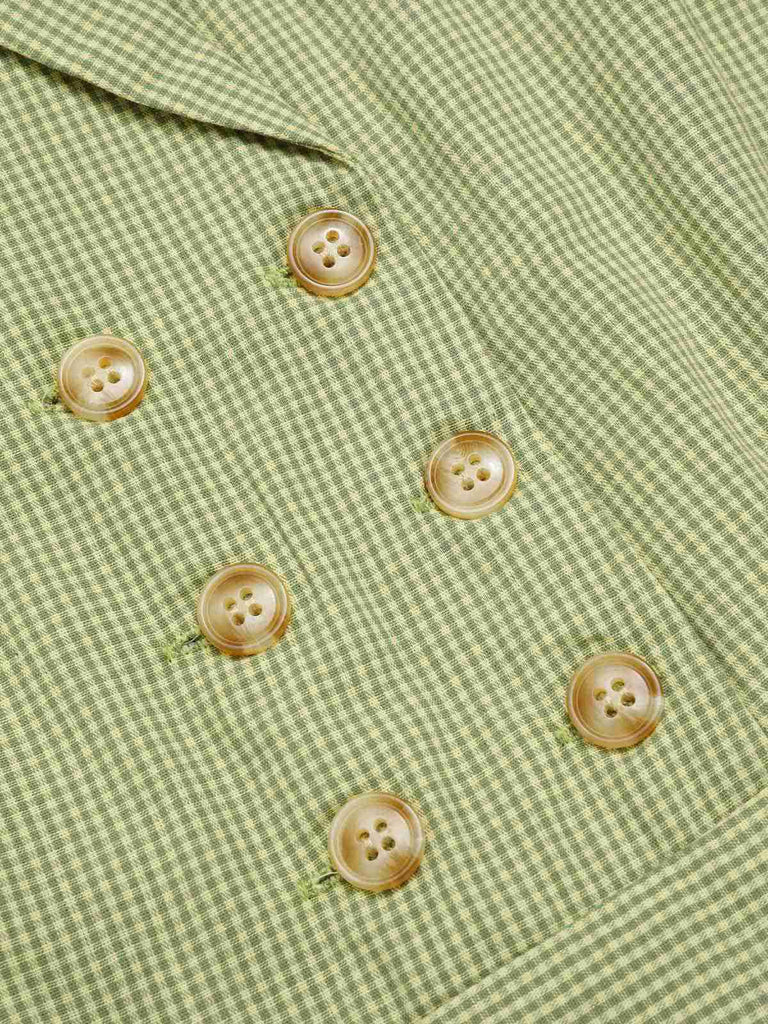 Green 1940s Lace Plaid Cotton Patchwork Dress