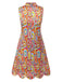 Multicolor 1960s Pearl Button Sleeveless Dress