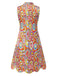 Multicolor 1960s Pearl Button Sleeveless Dress
