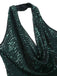 1930s Solid Cowl Neck Halter Sequined Jumpsuit