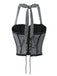 1950s Gingham Plaid Lace-Up Halter Crop Camisole