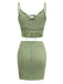 2PCS Green 1960s Plaid Camisole & Pencil Skirt