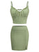 2PCS Green 1960s Plaid Camisole & Pencil Skirt
