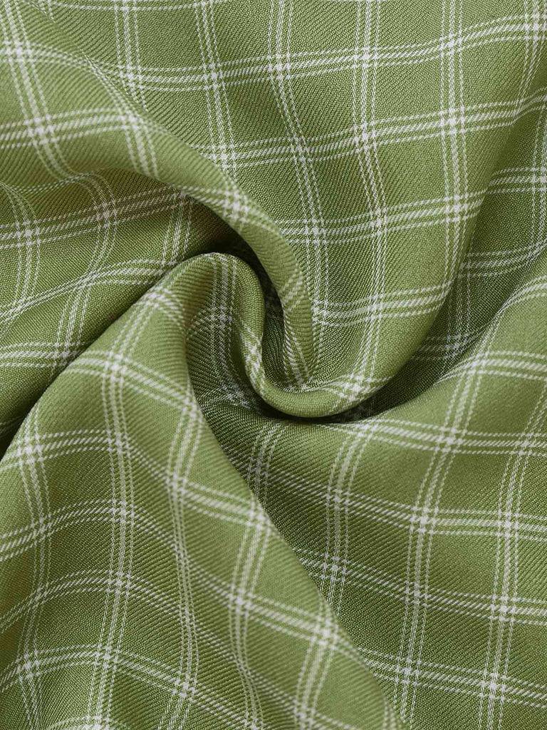 2PCS Green 1960s Plaid Camisole & Pencil Skirt