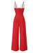 1930s Floral Patchwork V-Neck Straps Jumpsuit