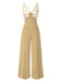 1930s Floral Patchwork V-Neck Straps Jumpsuit