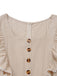 Beige 1950s Solid Ruffled Cap Sleeves Jumpsuit