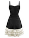 1950s Layered Hem Contrast Bow Strap Dress
