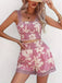 2PCS 1960s Floral Smocked Wide Straps Camisole & Shorts