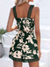 2PCS 1960s Floral Smocked Wide Straps Camisole & Shorts