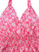 Peach Pink 1960s Smocked Floral Halter Dress