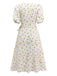White 1940s Ditsy Floral Cotton Wrap Dress