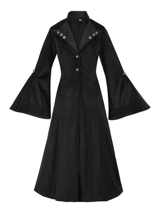 Black 1950s Gothic Lapel Bell Sleeve Lace Coat