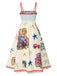 Multicolor 1950s Marine Life Print Dress