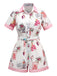 Pink 1950s Pineapple Flower Belted Lapel Romper