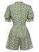 1940s Daisy Pleats Collar Puff Sleeves Romper