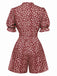 1940s Daisy Pleats Collar Puff Sleeves Romper