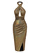 [Pre-Sale] Gold 1970s Cross Halter Glitter Bodycon Dress