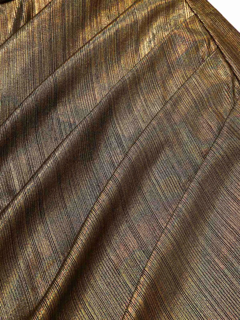 [Pre-Sale] Gold 1970s Cross Halter Glitter Bodycon Dress
