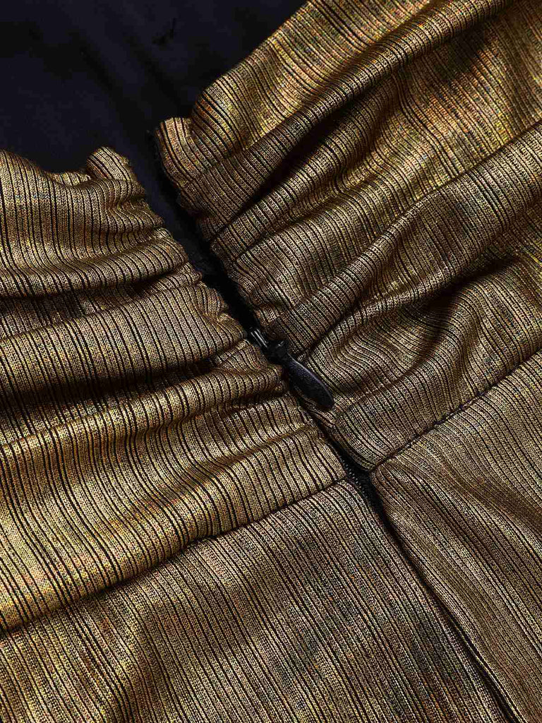 [Pre-Sale] Gold 1970s Cross Halter Glitter Bodycon Dress