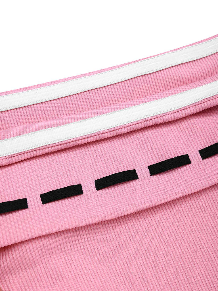 [Pre-Sale] Black & Pink 1950s Off-Shoulder Bow Patchwork Dress