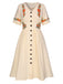 [Plus Size] Pure Cotton Beige 1940s V-Neck Floral Dress