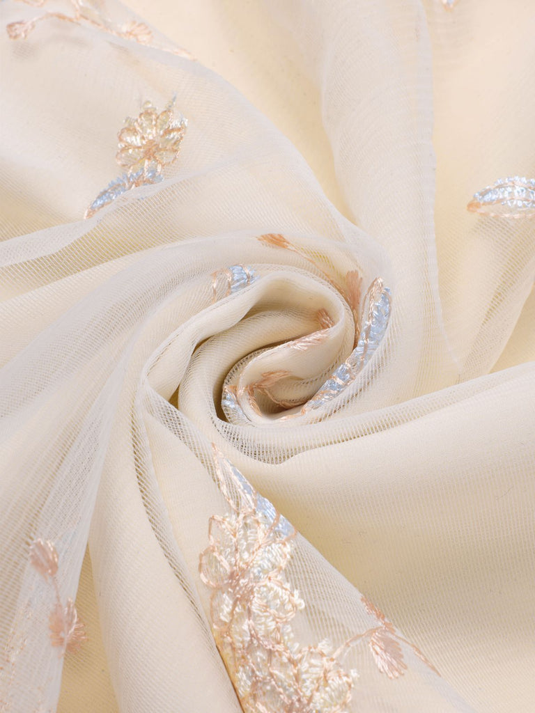 White 1950s Deep V-Neck Embroidered Floral Dress