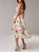 Multicolor 1940s Organza Floral Spaghetti Straps Dress