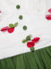 Green 1950s Cherry V-Neck Mesh Patchwork Dress