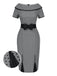 Gray 1960s Boat Neck Polka Dots Pencil Dress