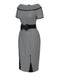 Gray 1960s Boat Neck Polka Dots Pencil Dress