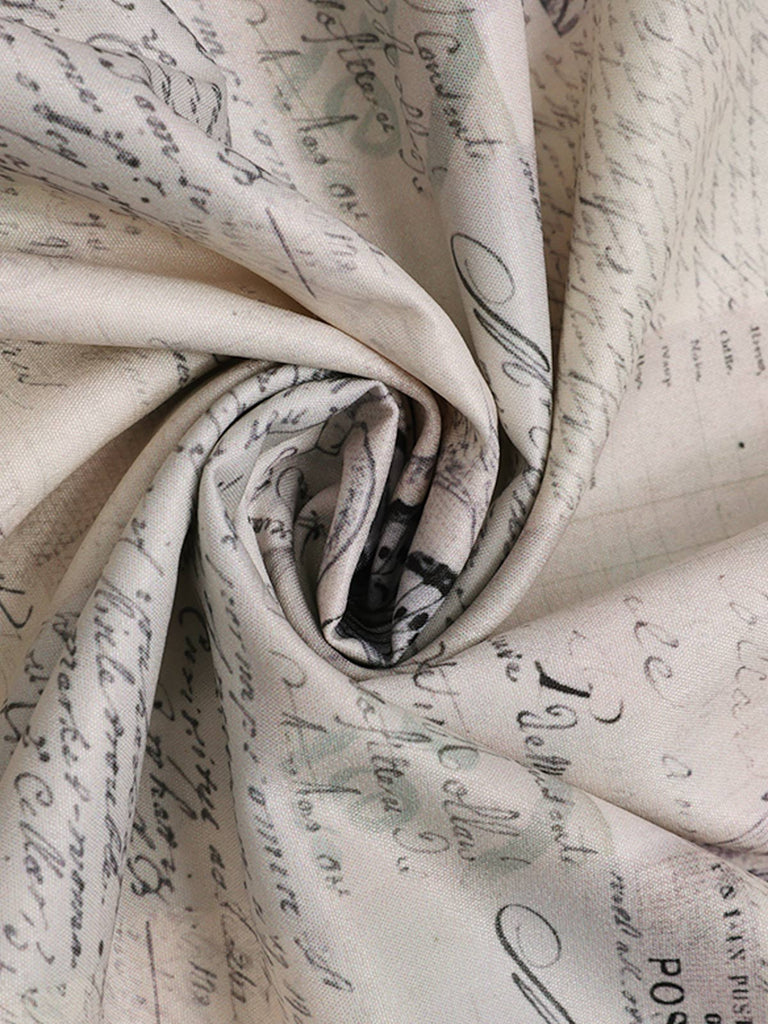 Khaki 1950s Newspaper Butterfly Patchwork Dress