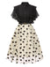 Black 1950s 3D Floral Ruffle A-line Dress