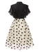 Black 1950s 3D Floral Ruffle A-line Dress