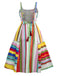Multicolor 1950s Tie Back Barcode Stripe Dress