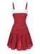 Red 1960s Lace Patchwork Polka Dots Pleated Dress