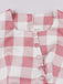 Pink 1950s Button Bow Gingham Plaid Dress