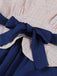 Dark Blue 1950s V-Neck Plaid Patchwork Dress