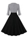 1950s Notched Collar Colorblock Gingham Plaid Dress