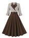 1950s Notched Collar Colorblock Gingham Plaid Dress