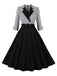 1950s Notched Collar Colorblock Gingham Plaid Dress