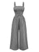 1950s Gingham Plaid Smocked Strap Jumpsuit