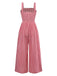 1950s Gingham Plaid Smocked Strap Jumpsuit