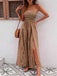 1970s Bohemian Strapless Slit Smocked Jumpsuit