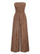 1970s Bohemian Strapless Slit Smocked Jumpsuit