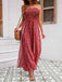 1970s Bohemian Strapless Slit Smocked Jumpsuit