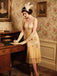 [Pre-Sale] Champagne 1920s Firework Star Sequins Mesh Pearl Dress