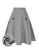 1950s High-Waist Plaids Button Pocket Skirt